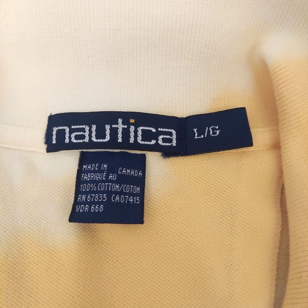 Vintage Nautica Polo Shirt Size Large Short Sleeve Tie Dye Yellow & White - Picture 3 of 8